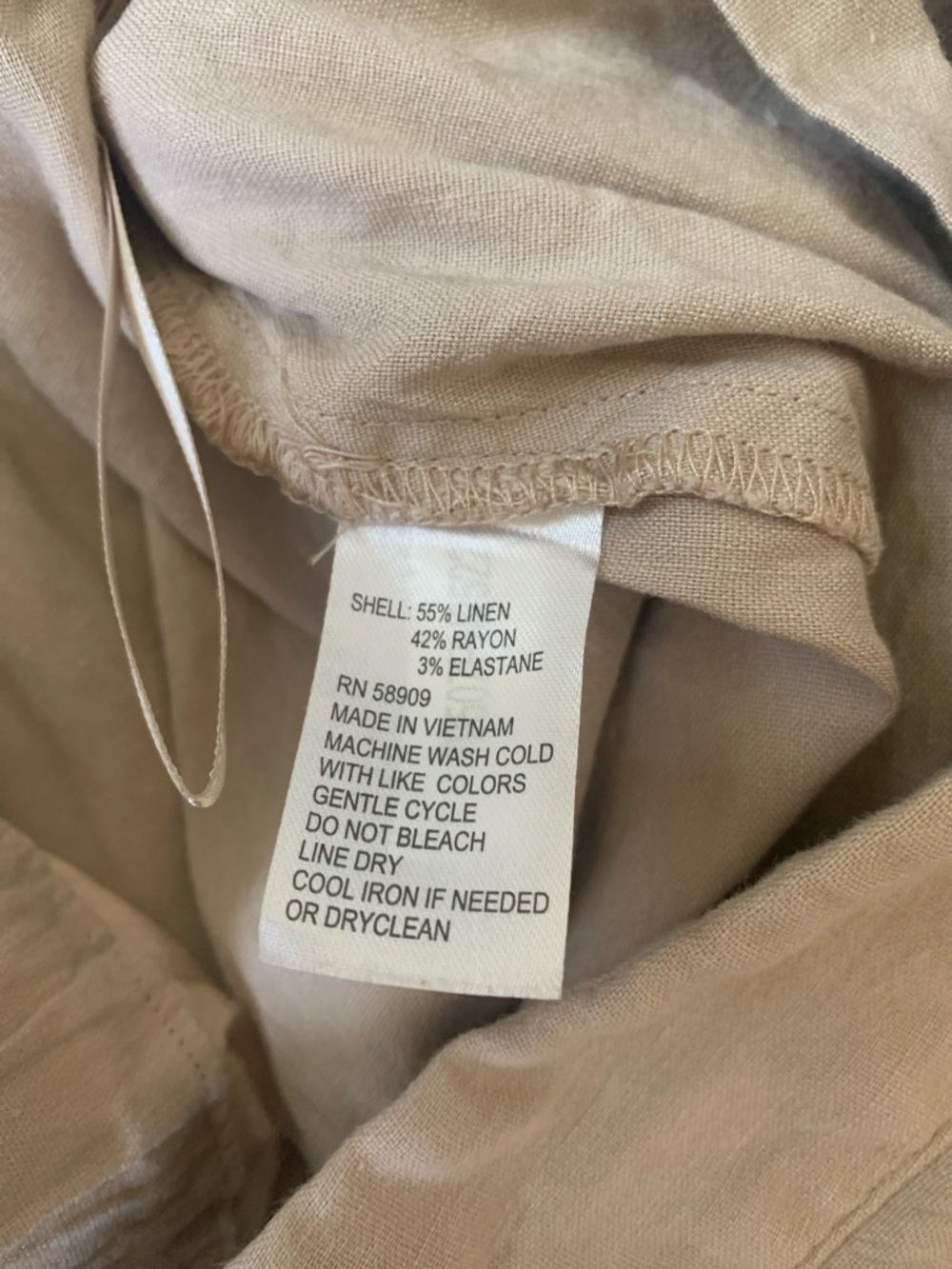 NWOT Women’s Gianni Bini Beige Khaki Elastic Waist Linen Blend Wide Leg Pants - Picture 7 of 8
